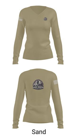 Womens Long Sleeve Vneck Shirt, Gravediggers, , Teamtime, Team time, sublimation, custom sports apparel, team uniforms, spirit wear, spiritwear, sports uniforms, custom shirts, team store, custom team store, fundraiser sports, apparel fundraiser