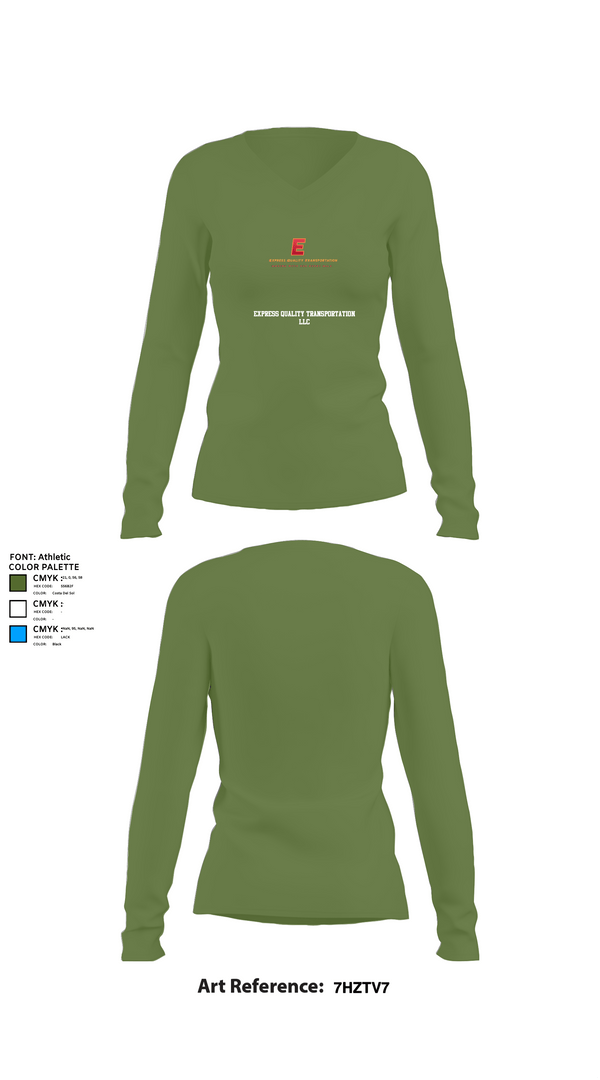 Womens Long Sleeve Vneck Shirt, Express Quality Transportation LLC, , Teamtime, Team time, sublimation, custom sports apparel, team uniforms, spirit wear, spiritwear, sports uniforms, custom shirts, team store, custom team store, fundraiser sports, apparel fundraiser
