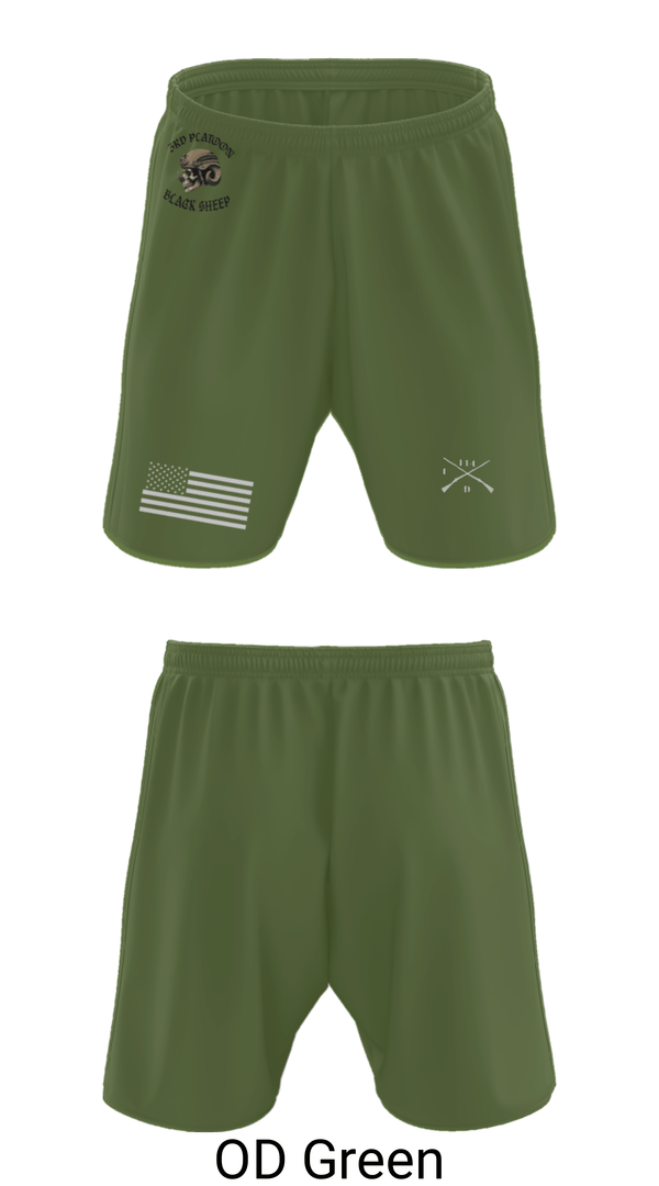 Athletic Shorts With Pockets, 3rd PLT Black Sheep, Army, Teamtime, Team time, sublimation, custom sports apparel, team uniforms, spirit wear, spiritwear, sports uniforms, custom shirts, team store, custom team store, fundraiser sports, apparel fundraiser