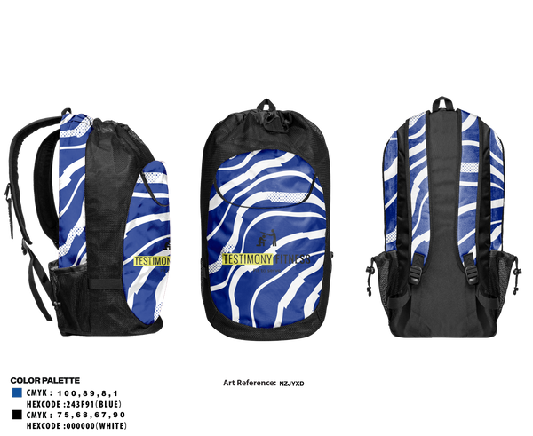 Gear Bag, Testimony Fitness, , Teamtime, Team time, sublimation, custom sports apparel, team uniforms, spirit wear, spiritwear, sports uniforms, custom shirts, team store, custom team store, fundraiser sports, apparel fundraiser