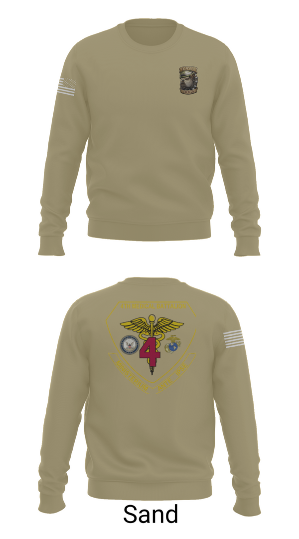 Crew Neck Sweatshirt, 4th Med Battalion, Marines, Teamtime, Team time, sublimation, custom sports apparel, team uniforms, spirit wear, spiritwear, sports uniforms, custom shirts, team store, custom team store, fundraiser sports, apparel fundraiser