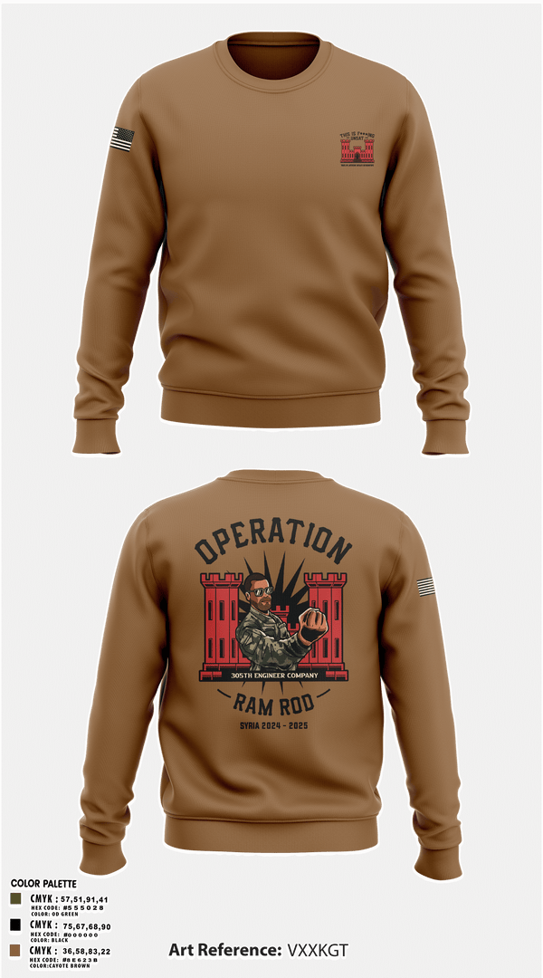 Crew Neck Sweatshirt, 305th En Co, Army, Teamtime, Team time, sublimation, custom sports apparel, team uniforms, spirit wear, spiritwear, sports uniforms, custom shirts, team store, custom team store, fundraiser sports, apparel fundraiser