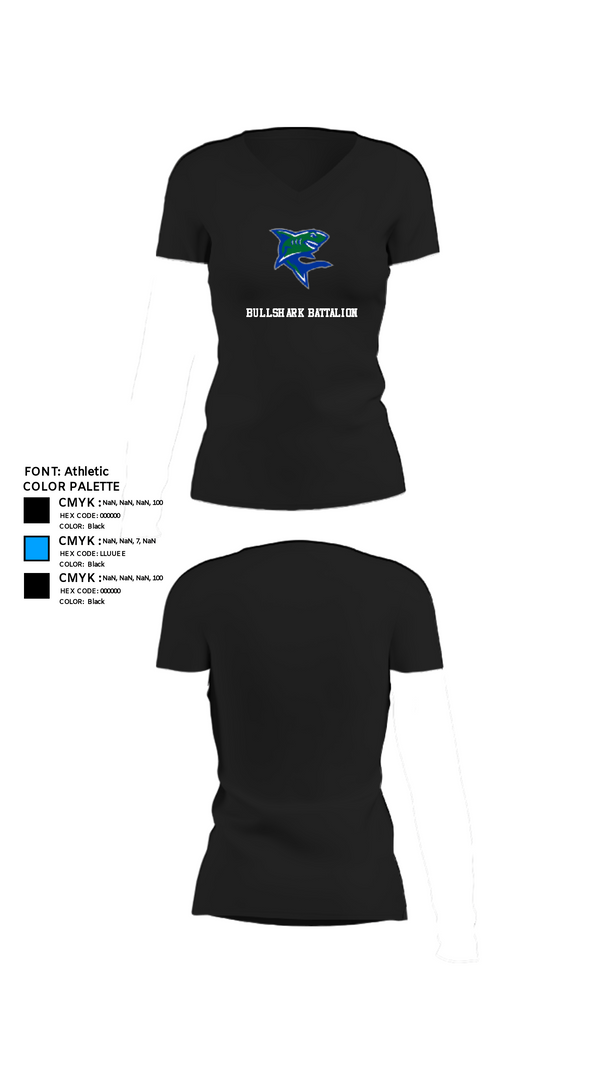 Women's Short Sleeve Vneck Shirt, Bullshark Battalion, Army, Teamtime, Team time, sublimation, custom sports apparel, team uniforms, spirit wear, spiritwear, sports uniforms, custom shirts, team store, custom team store, fundraiser sports, apparel fundraiser