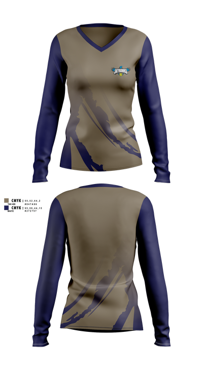 Simcoe Tennis Skyhawks Women's Long Sleeve V-neck Shirt - 10