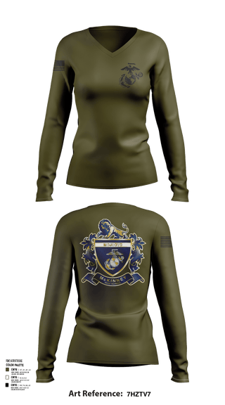 Womens Long Sleeve Vneck Shirt 1, MHS MCJROTC, Marines, Teamtime, Team time, sublimation, custom sports apparel, team uniforms, spirit wear, spiritwear, sports uniforms, custom shirts, team store, custom team store, fundraiser sports, apparel fundraiser