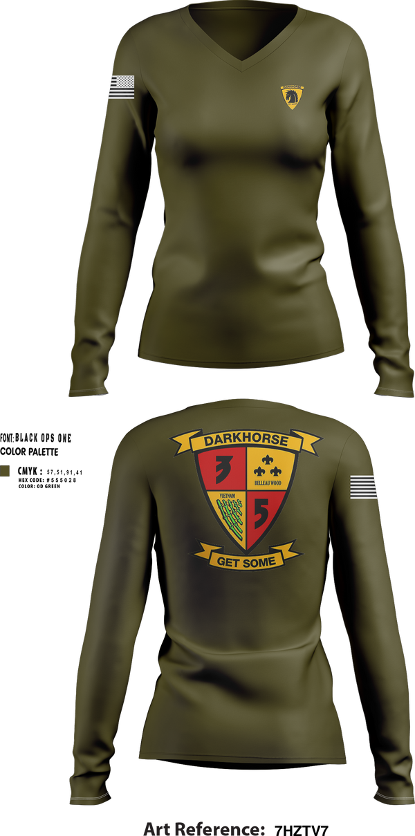 Womens Long Sleeve Vneck Shirt, 3rd battalion 5th marines, , Teamtime, Team time, sublimation, custom sports apparel, team uniforms, spirit wear, spiritwear, sports uniforms, custom shirts, team store, custom team store, fundraiser sports, apparel fundraiser