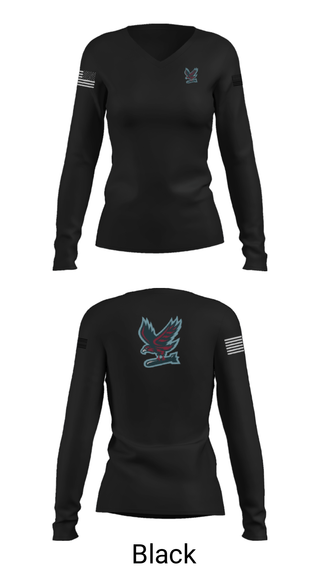 Women's Long Sleeve Vneck Shirt, Hawksquad, Air Force, Teamtime, Team time, sublimation, custom sports apparel, team uniforms, spirit wear, spiritwear, sports uniforms, custom shirts, team store, custom team store, fundraiser sports, apparel fundraiser
