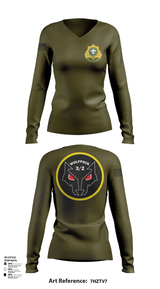 Womens Long Sleeve Vneck Shirt, Fury TRP 3/2CR, Army, Teamtime, Team time, sublimation, custom sports apparel, team uniforms, spirit wear, spiritwear, sports uniforms, custom shirts, team store, custom team store, fundraiser sports, apparel fundraiser