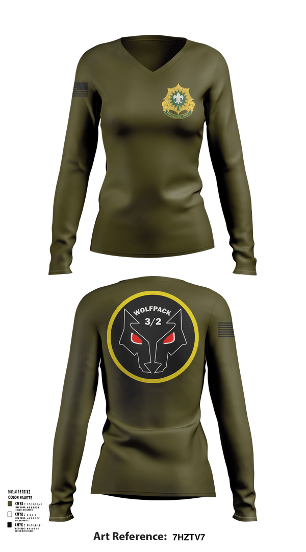 Womens Long Sleeve Vneck Shirt, Fury TRP 3/2CR, Army, Teamtime, Team time, sublimation, custom sports apparel, team uniforms, spirit wear, spiritwear, sports uniforms, custom shirts, team store, custom team store, fundraiser sports, apparel fundraiser