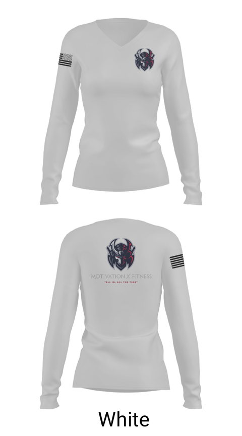 Women's Long Sleeve Vneck Shirt, Motivation X Fitness, LLC, , Teamtime, Team time, sublimation, custom sports apparel, team uniforms, spirit wear, spiritwear, sports uniforms, custom shirts, team store, custom team store, fundraiser sports, apparel fundraiser