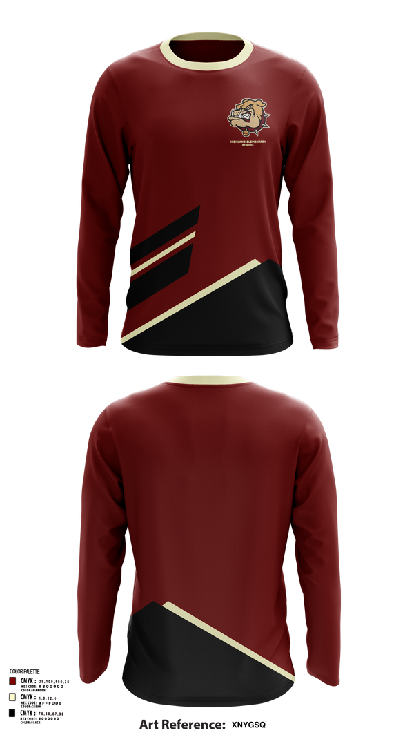 Long Sleeve Performance Shirt, Highland Elementary School, Spirit Store, Teamtime, Team time, sublimation, custom sports apparel, team uniforms, spirit wear, spiritwear, sports uniforms, custom shirts, team store, custom team store, fundraiser sports, apparel fundraiser