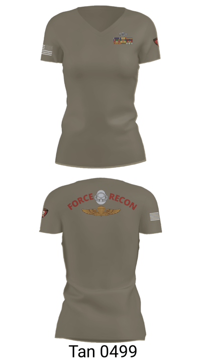 B Co. 3rd Recon Bn 24537683 Women's Short Sleeve V-neck Shirt - 68