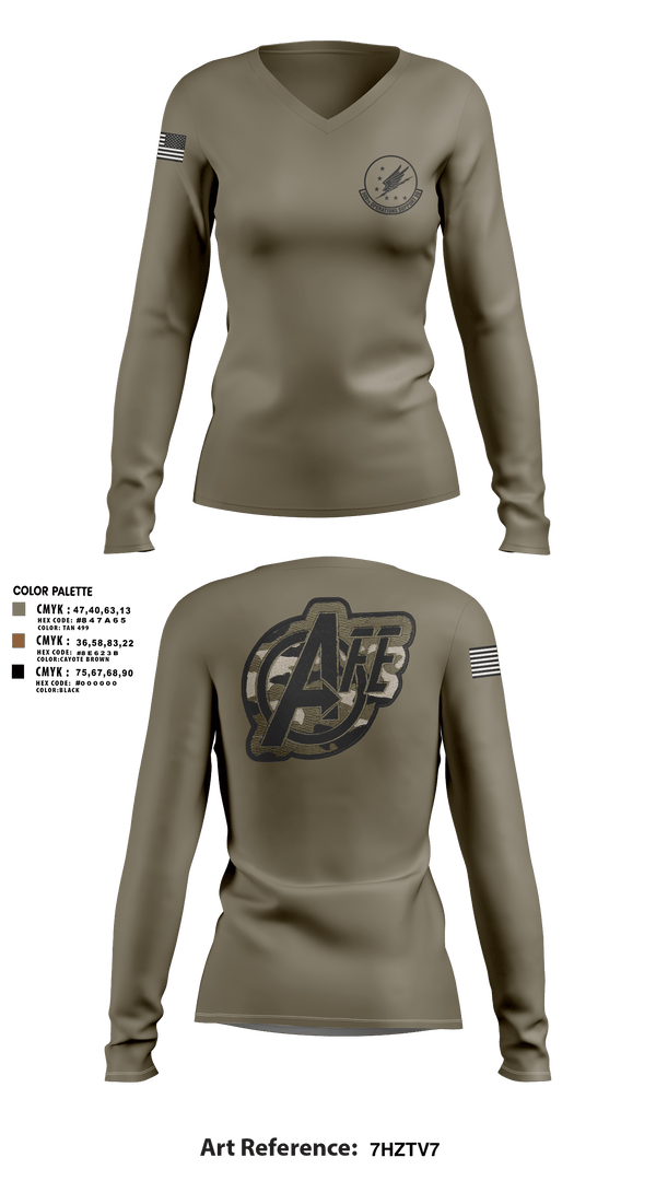 Womens Long Sleeve Vneck Shirt, 509 OSS, Air Force, Teamtime, Team time, sublimation, custom sports apparel, team uniforms, spirit wear, spiritwear, sports uniforms, custom shirts, team store, custom team store, fundraiser sports, apparel fundraiser