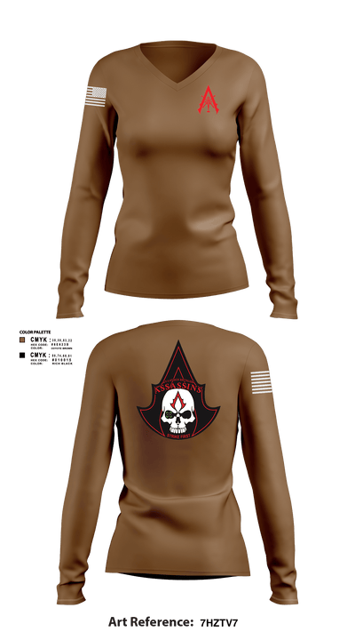A Co. 1-3 AB 9856173 Women's Long Sleeve V-neck Shirt - 102