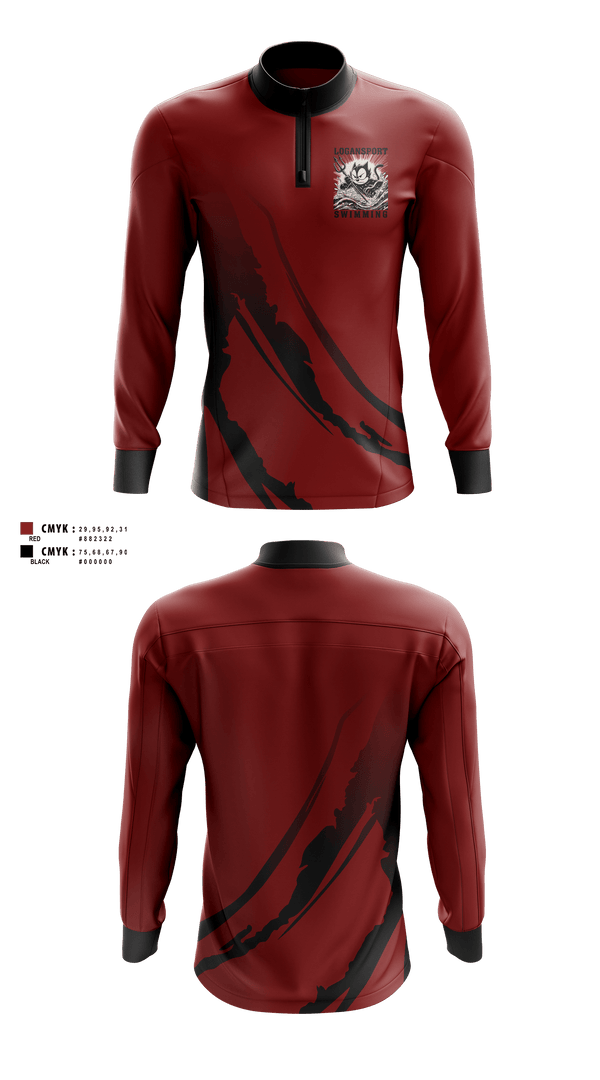 Quarter Zip Jacket, Logansport High School Swimming, Swimming, Teamtime, Team time, sublimation, custom sports apparel, team uniforms, spirit wear, spiritwear, sports uniforms, custom shirts, team store, custom team store, fundraiser sports, apparel fundraiser