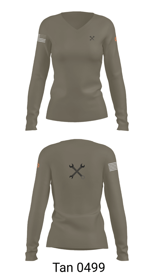 Womens Long Sleeve Vneck Shirt, B CO 2-12 CAV, Army, Teamtime, Team time, sublimation, custom sports apparel, team uniforms, spirit wear, spiritwear, sports uniforms, custom shirts, team store, custom team store, fundraiser sports, apparel fundraiser