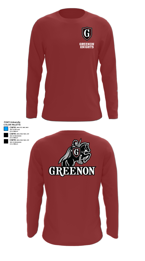 Long Sleeve Performance Shirt, Greenon Knights, Women's Volleyball, Teamtime, Team time, sublimation, custom sports apparel, team uniforms, spirit wear, spiritwear, sports uniforms, custom shirts, team store, custom team store, fundraiser sports, apparel fundraiser