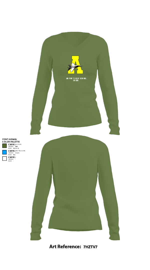 Womens Long Sleeve Vneck Shirt, Airport High School Cheer, Cheer, Teamtime, Team time, sublimation, custom sports apparel, team uniforms, spirit wear, spiritwear, sports uniforms, custom shirts, team store, custom team store, fundraiser sports, apparel fundraiser