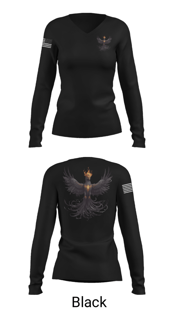 Women's Long Sleeve Vneck Shirt, Phantom Phoenix, , Teamtime, Team time, sublimation, custom sports apparel, team uniforms, spirit wear, spiritwear, sports uniforms, custom shirts, team store, custom team store, fundraiser sports, apparel fundraiser