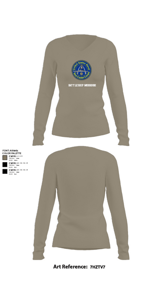 Women's Long Sleeve Vneck Shirt, Battleship misssouri, Navy, Teamtime, Team time, sublimation, custom sports apparel, team uniforms, spirit wear, spiritwear, sports uniforms, custom shirts, team store, custom team store, fundraiser sports, apparel fundraiser
