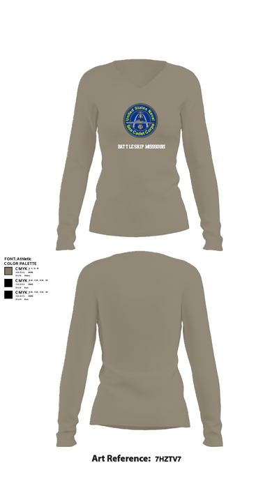 Battleship misssouri 47283625 Women's Long Sleeve V-neck Shirt - 59