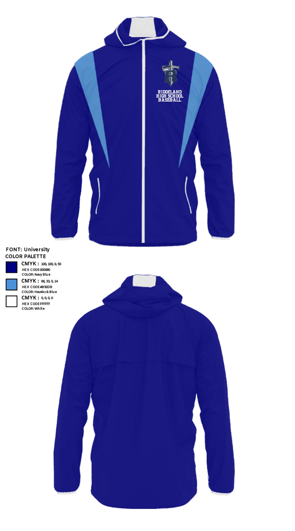 Windbreaker, Ridgeland High School Baseball, Baseball, Teamtime, Team time, sublimation, custom sports apparel, team uniforms, spirit wear, spiritwear, sports uniforms, custom shirts, team store, custom team store, fundraiser sports, apparel fundraiser