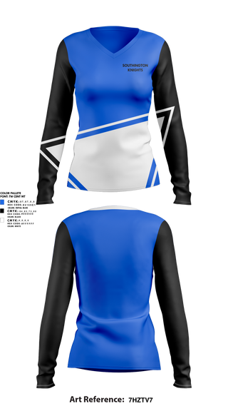 Womens Long Sleeve Vneck Shirt, Southington Knights, , Teamtime, Team time, sublimation, custom sports apparel, team uniforms, spirit wear, spiritwear, sports uniforms, custom shirts, team store, custom team store, fundraiser sports, apparel fundraiser