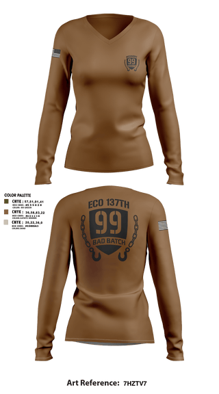 Womens Long Sleeve Vneck Shirt, 137th Echo Company1-137th AV E co, National Guard, Teamtime, Team time, sublimation, custom sports apparel, team uniforms, spirit wear, spiritwear, sports uniforms, custom shirts, team store, custom team store, fundraiser sports, apparel fundraiser