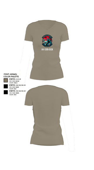 Women's Short Sleeve Vneck Shirt, 18 CES/CEX, , Teamtime, Team time, sublimation, custom sports apparel, team uniforms, spirit wear, spiritwear, sports uniforms, custom shirts, team store, custom team store, fundraiser sports, apparel fundraiser
