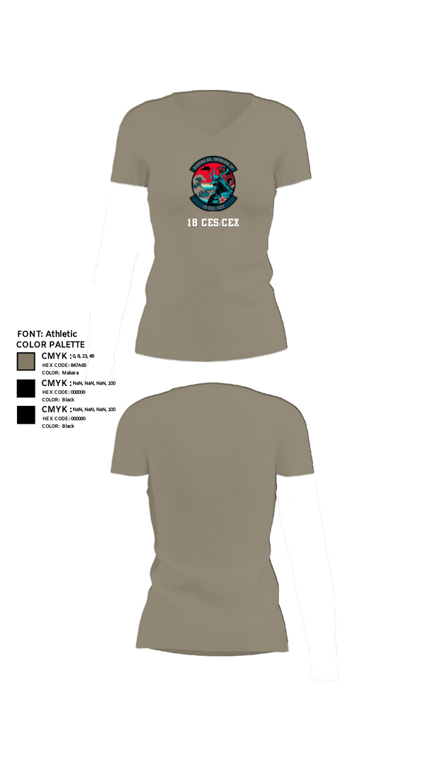Women's Short Sleeve Vneck Shirt, 18 CES/CEX, , Teamtime, Team time, sublimation, custom sports apparel, team uniforms, spirit wear, spiritwear, sports uniforms, custom shirts, team store, custom team store, fundraiser sports, apparel fundraiser