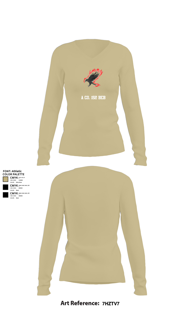 Womens Long Sleeve Vneck Shirt, A Co. 152 BEB, Army, Teamtime, Team time, sublimation, custom sports apparel, team uniforms, spirit wear, spiritwear, sports uniforms, custom shirts, team store, custom team store, fundraiser sports, apparel fundraiser