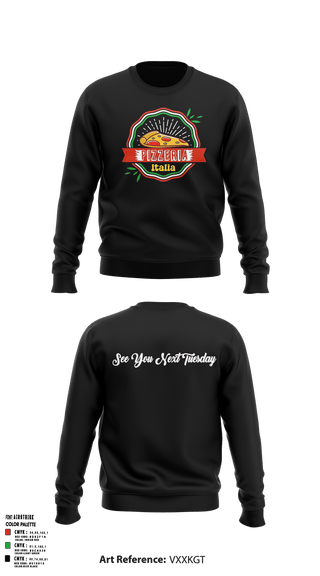 Crew Neck Sweatshirt, Pizzeria ItaliaJDC PBA, Bowling, Teamtime, Team time, sublimation, custom sports apparel, team uniforms, spirit wear, spiritwear, sports uniforms, custom shirts, team store, custom team store, fundraiser sports, apparel fundraiser