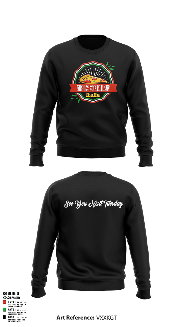 Crew Neck Sweatshirt, Pizzeria ItaliaJDC PBA, Bowling, Teamtime, Team time, sublimation, custom sports apparel, team uniforms, spirit wear, spiritwear, sports uniforms, custom shirts, team store, custom team store, fundraiser sports, apparel fundraiser