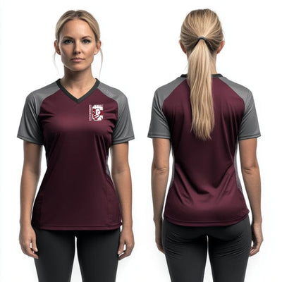 City University School of Liberal Arts Basketball 43461424 Women's Short Sleeve V-neck Shirt - 2