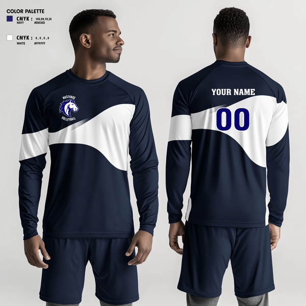 Long Sleeve Performance Shirt, Mustangs Volleyball, Men's Volleyball, Teamtime, Team time, sublimation, custom sports apparel, team uniforms, spirit wear, spiritwear, sports uniforms, custom shirts, team store, custom team store, fundraiser sports, apparel fundraiser