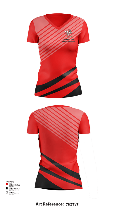 East Surry High School Volleyball 86849960 Women's Short Sleeve V-neck Shirt - 123