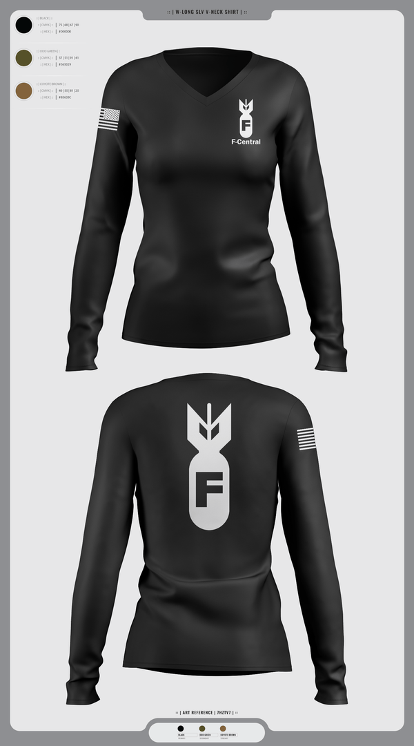 Womens Long Sleeve Vneck Shirt, F Central, Police, Teamtime, Team time, sublimation, custom sports apparel, team uniforms, spirit wear, spiritwear, sports uniforms, custom shirts, team store, custom team store, fundraiser sports, apparel fundraiser