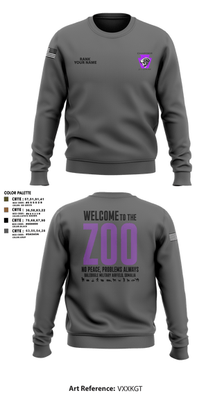 Crew Neck Sweatshirt, Charger Co. / 2-112th Infantry Battalion, National Guard, Teamtime, Team time, sublimation, custom sports apparel, team uniforms, spirit wear, spiritwear, sports uniforms, custom shirts, team store, custom team store, fundraiser sports, apparel fundraiser