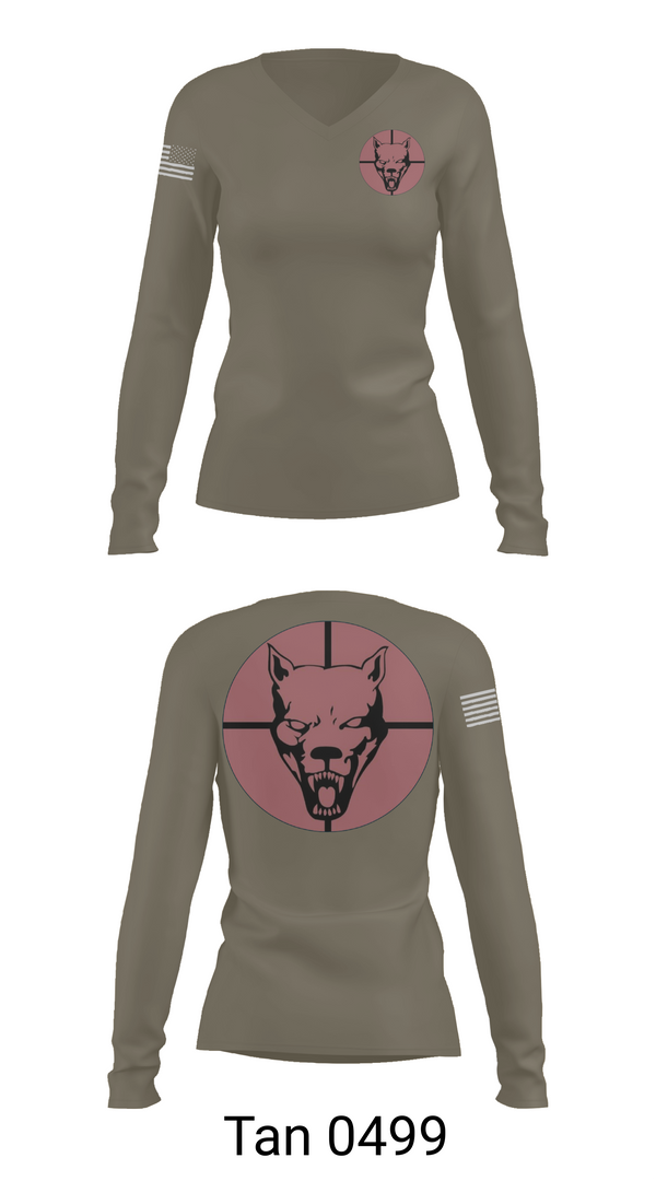 Womens Long Sleeve Vneck Shirt, Hellhound PLT, A CO, 2-8 CAV, , Teamtime, Team time, sublimation, custom sports apparel, team uniforms, spirit wear, spiritwear, sports uniforms, custom shirts, team store, custom team store, fundraiser sports, apparel fundraiser