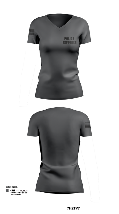 Police Explorer 83443947 Women's Short Sleeve V-neck Shirt - 116