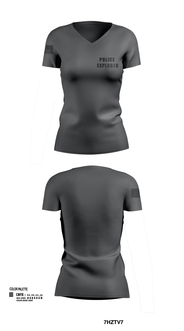 Womens Short Sleeve Vneck Shirt, Police Explorer, Police, Teamtime, Team time, sublimation, custom sports apparel, team uniforms, spirit wear, spiritwear, sports uniforms, custom shirts, team store, custom team store, fundraiser sports, apparel fundraiser