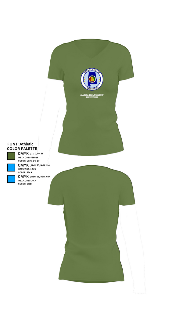 Womens Short Sleeve Vneck Shirt, Alabama Department of Corrections, Police, Teamtime, Team time, sublimation, custom sports apparel, team uniforms, spirit wear, spiritwear, sports uniforms, custom shirts, team store, custom team store, fundraiser sports, apparel fundraiser
