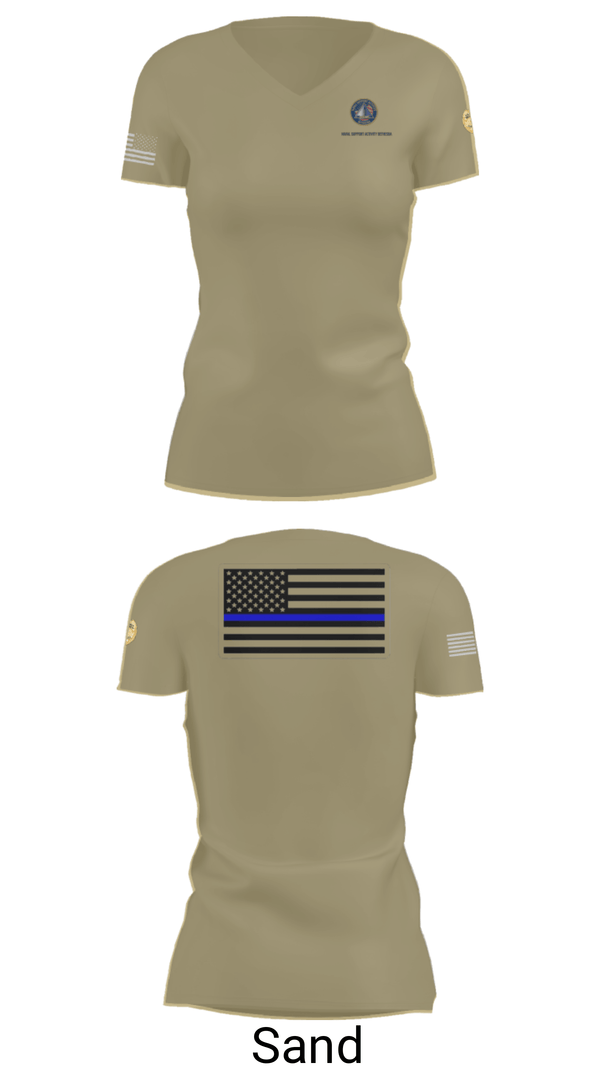 Womens Short Sleeve Vneck Shirt, NAVAL SUPPORT ACTIVITY BETHESDA SECURITY FORCES, Navy, Teamtime, Team time, sublimation, custom sports apparel, team uniforms, spirit wear, spiritwear, sports uniforms, custom shirts, team store, custom team store, fundraiser sports, apparel fundraiser