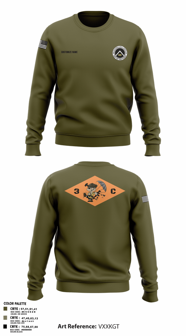 Crew Neck Sweatshirt, 3rd Platoon, CCo, 1-508th PIR, , Teamtime, Team time, sublimation, custom sports apparel, team uniforms, spirit wear, spiritwear, sports uniforms, custom shirts, team store, custom team store, fundraiser sports, apparel fundraiser