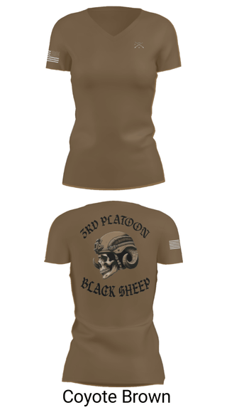 Women's Short Sleeve Vneck Shirt, 3rd PLT Black Sheep, Army, Teamtime, Team time, sublimation, custom sports apparel, team uniforms, spirit wear, spiritwear, sports uniforms, custom shirts, team store, custom team store, fundraiser sports, apparel fundraiser