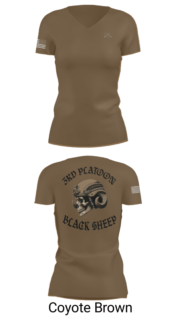 Women's Short Sleeve Vneck Shirt, 3rd PLT Black Sheep, Army, Teamtime, Team time, sublimation, custom sports apparel, team uniforms, spirit wear, spiritwear, sports uniforms, custom shirts, team store, custom team store, fundraiser sports, apparel fundraiser