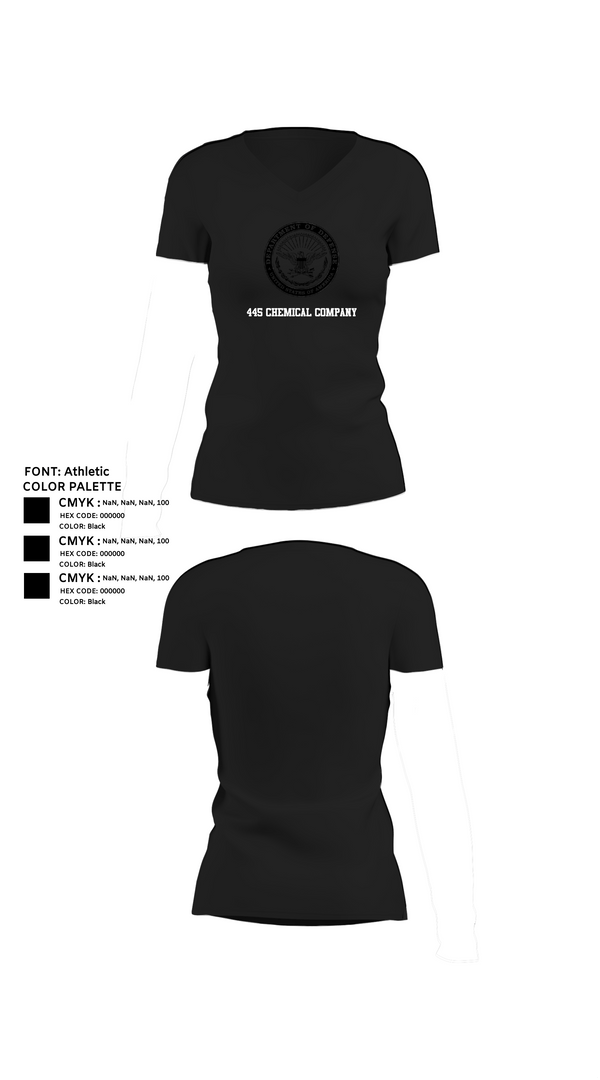 Womens Short Sleeve Vneck Shirt, 445 Chemical Company, National Guard, Teamtime, Team time, sublimation, custom sports apparel, team uniforms, spirit wear, spiritwear, sports uniforms, custom shirts, team store, custom team store, fundraiser sports, apparel fundraiser