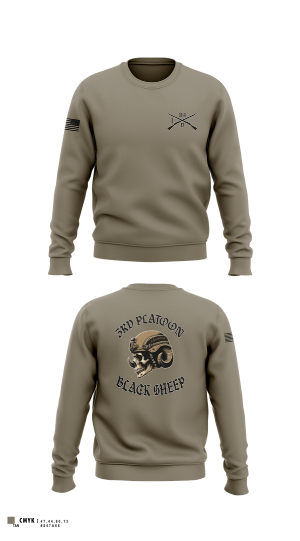 Crew Neck Sweatshirt, 3rd PLT Black SheepDelta company 114, Army, Teamtime, Team time, sublimation, custom sports apparel, team uniforms, spirit wear, spiritwear, sports uniforms, custom shirts, team store, custom team store, fundraiser sports, apparel fundraiser