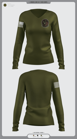 Womens Long Sleeve Vneck Shirt, 332 ECS SCOS, Air Force, Teamtime, Team time, sublimation, custom sports apparel, team uniforms, spirit wear, spiritwear, sports uniforms, custom shirts, team store, custom team store, fundraiser sports, apparel fundraiser
