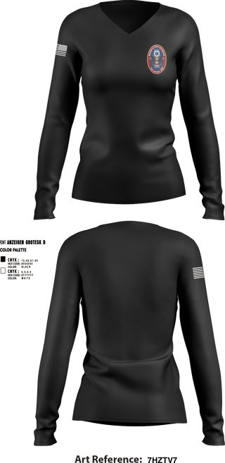 Women's Long Sleeve Vneck Shirt, 95th WMD CST, National Guard, Teamtime, Team time, sublimation, custom sports apparel, team uniforms, spirit wear, spiritwear, sports uniforms, custom shirts, team store, custom team store, fundraiser sports, apparel fundraiser